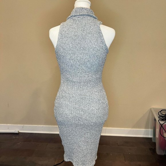 May Pink -  Tight Body Grey Dress - About 33” length - XS-S - Picture 2 of 3